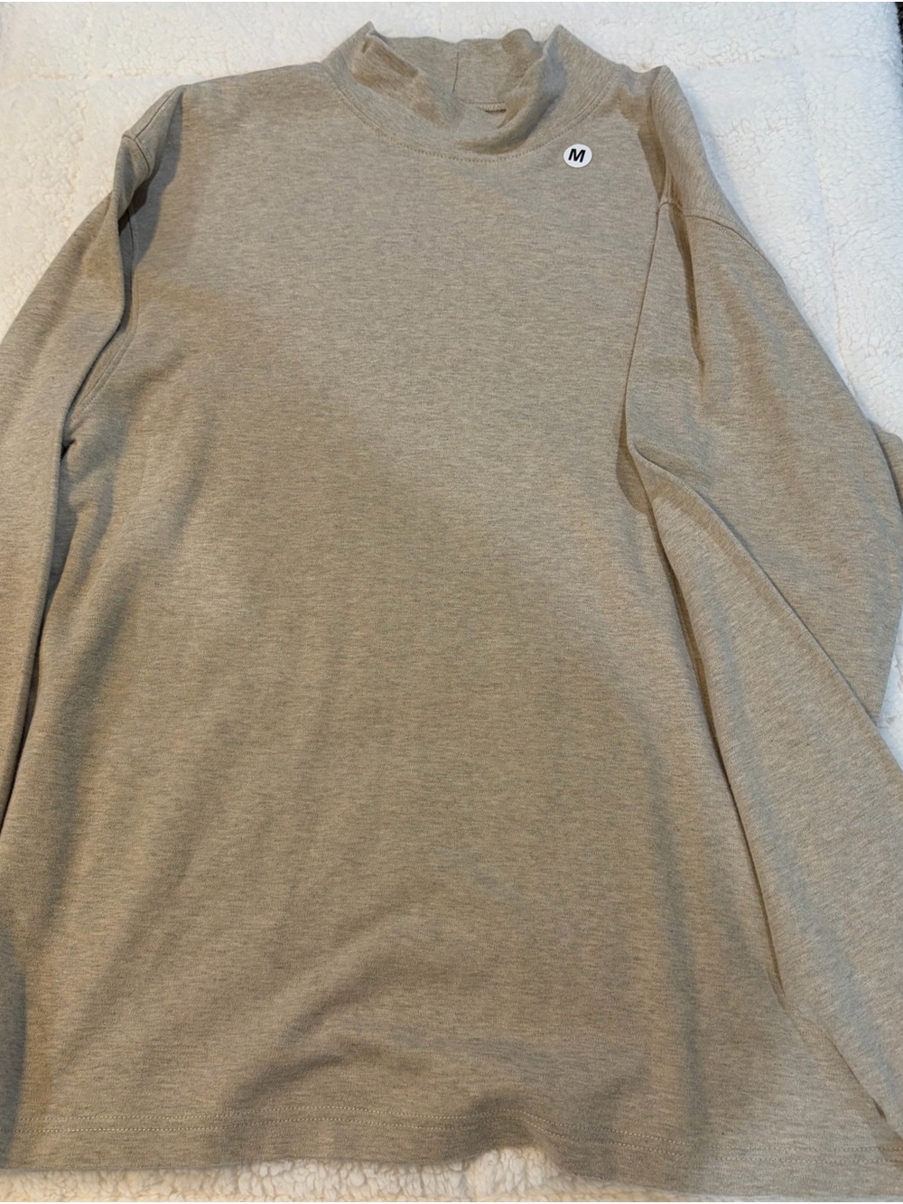 L.L. Bean Men's Long Sleeve Mock Neck Shirt - Light Taupe